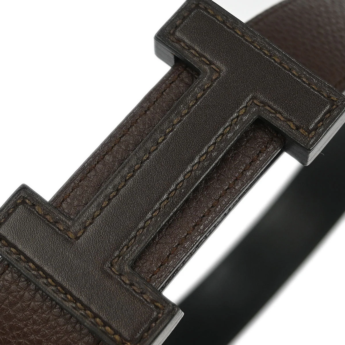 Hermes Brown Togo Box Calf Constance Reversible Belt #80 Small Good - Image 3