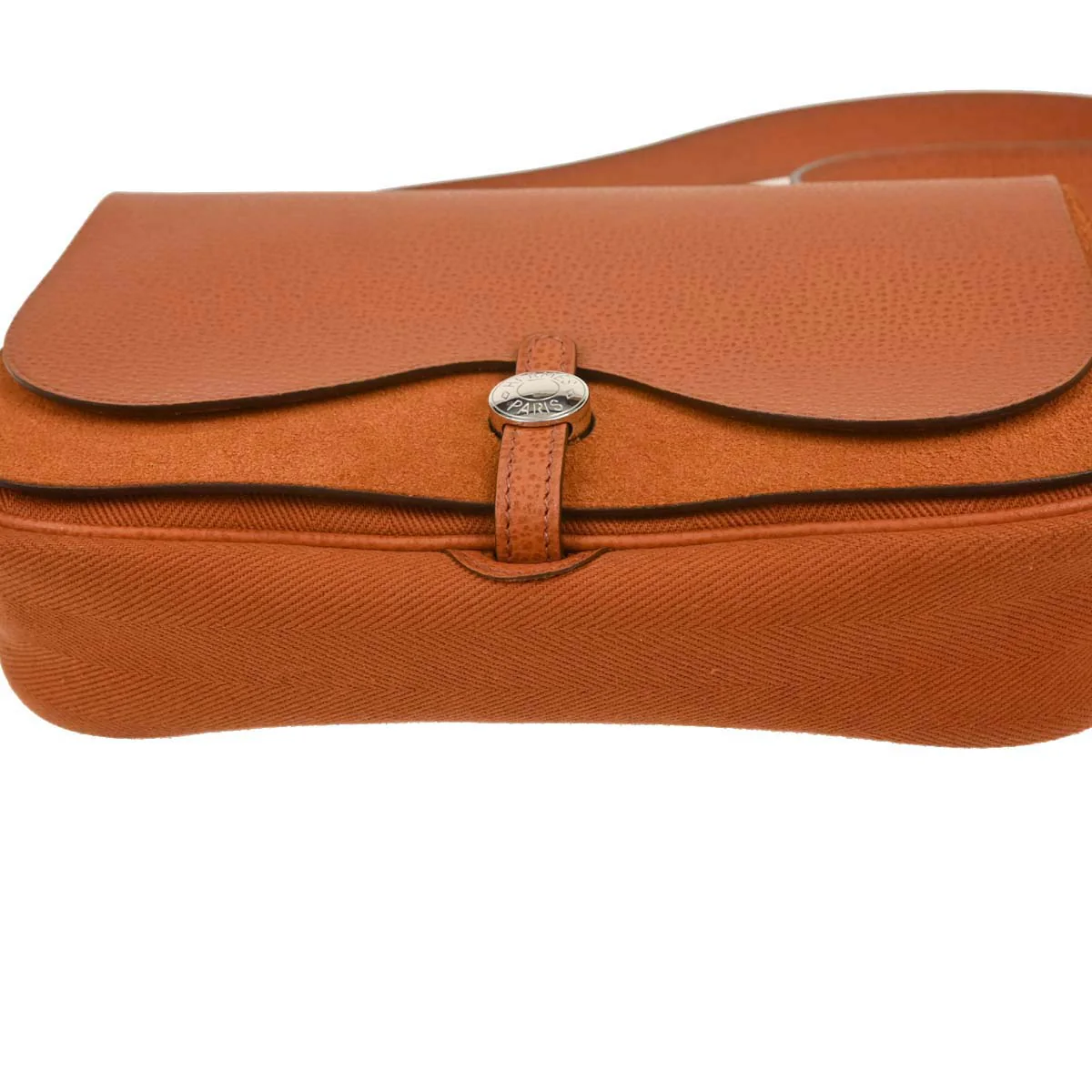 Hermes 2005 Orange Toile Chevrons Vache Liegee Sac Colorado PM Handbag - Image 4