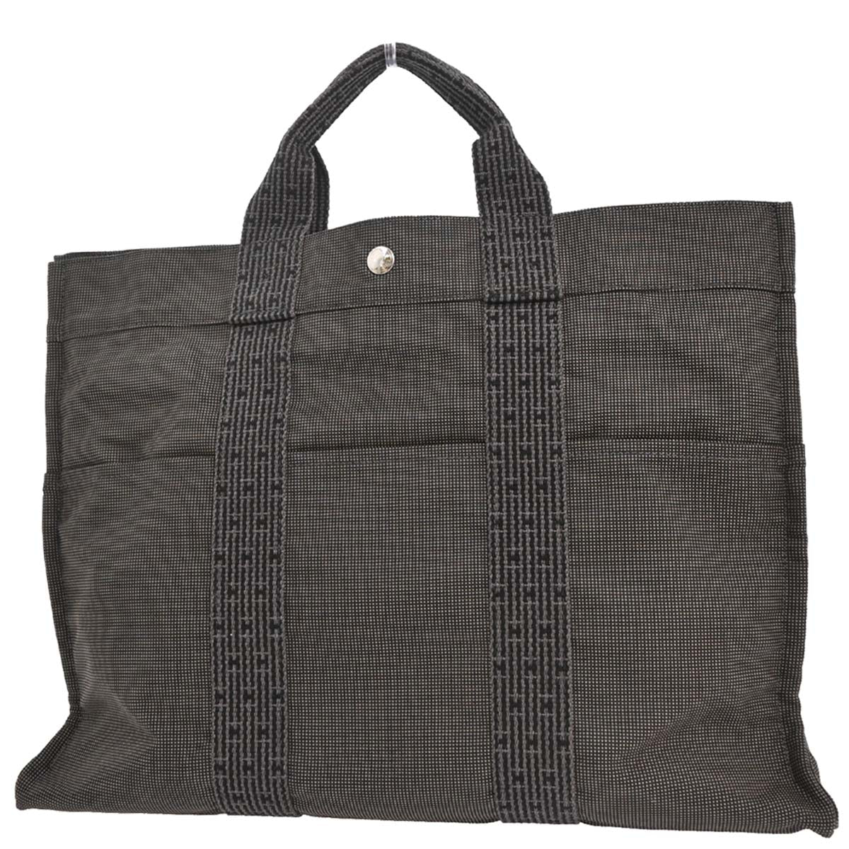 Hermes Gray Canvas Herline Tote MM Handbag - Image 2