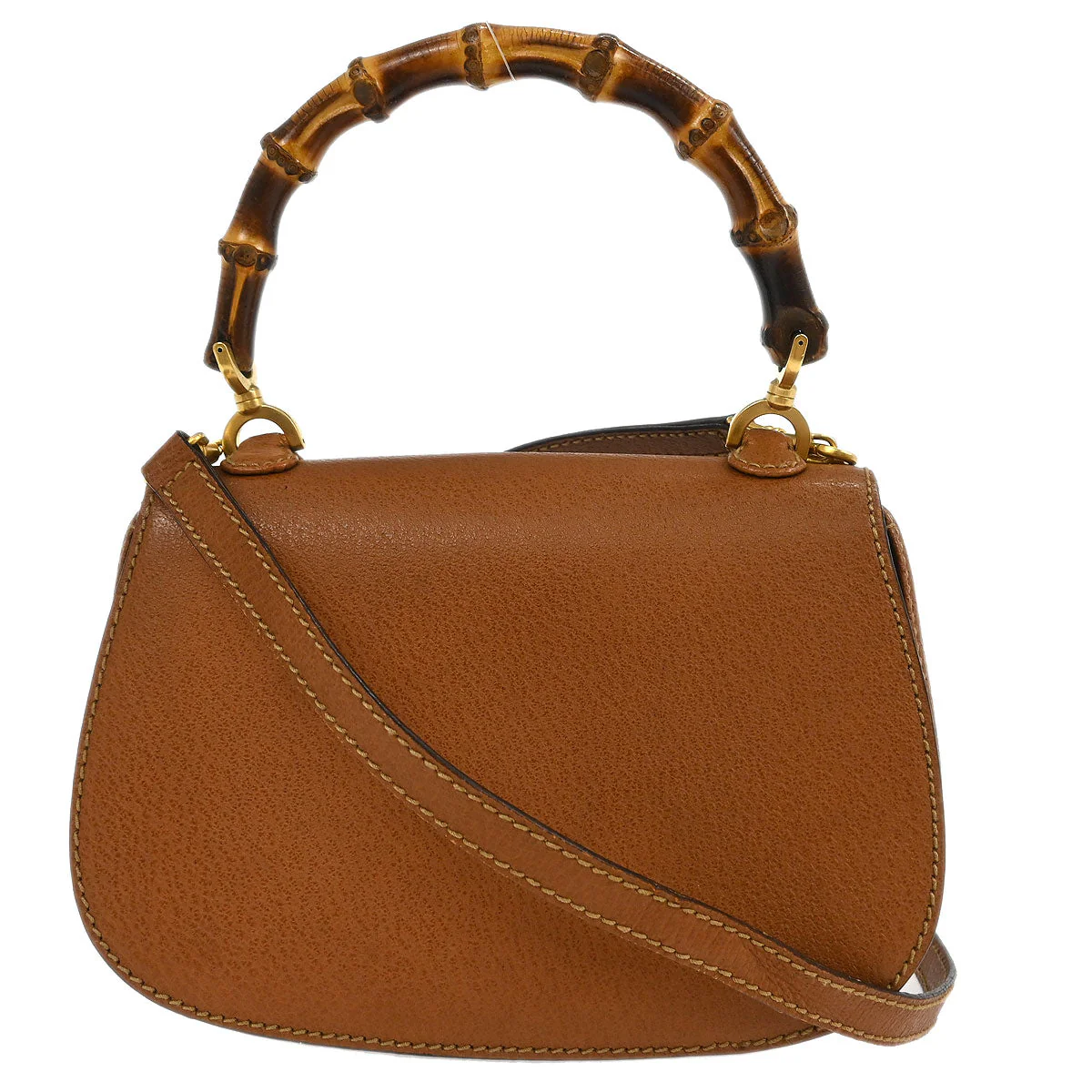 Gucci Brown Pigskin Bamboo 2way Shoulder Handbag - Image 2
