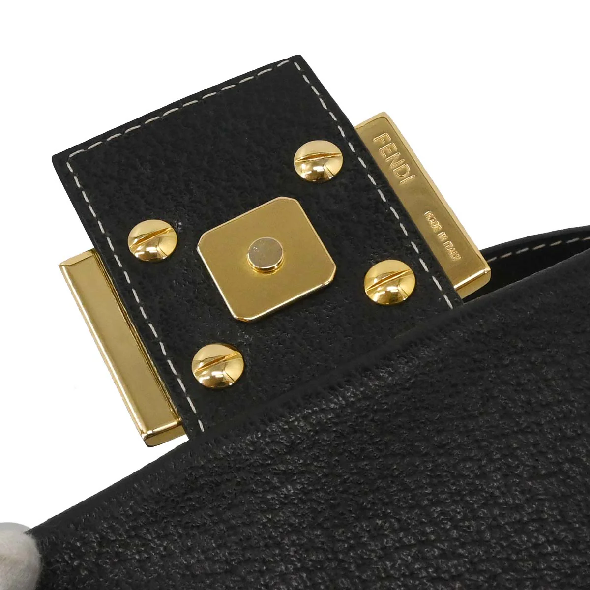 Fendi Black Leather Baguette Handbag - Image 15