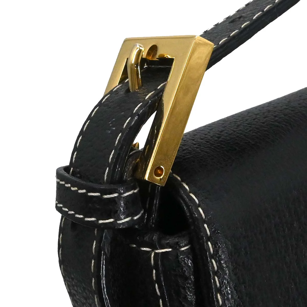 Fendi Black Leather Baguette Handbag - Image 9