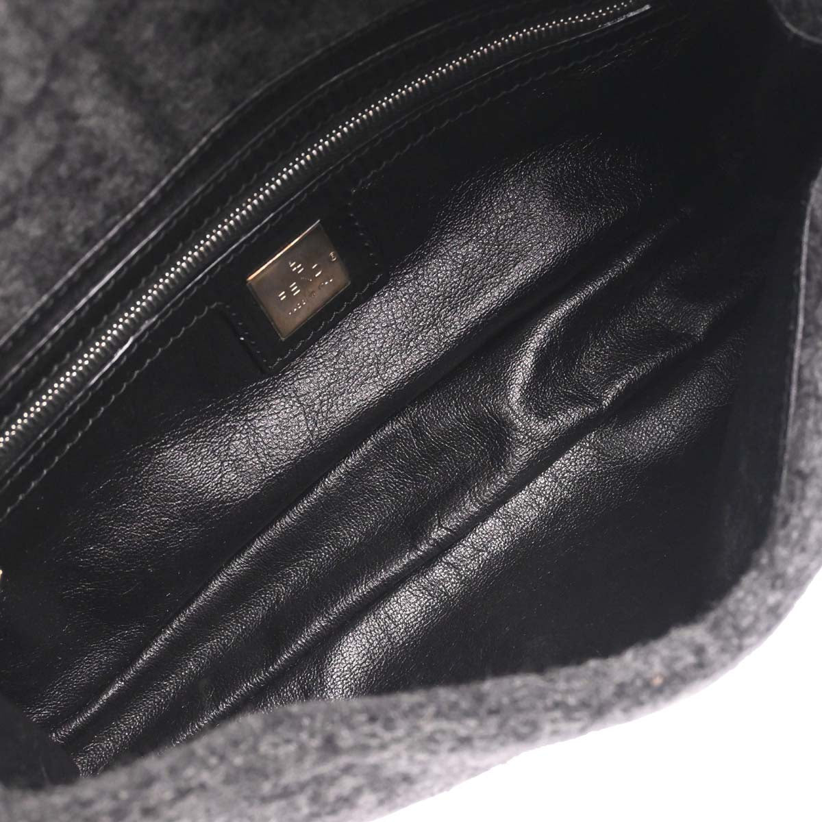 Fendi Black Gray Cashmere Baguette Handbag - Image 16