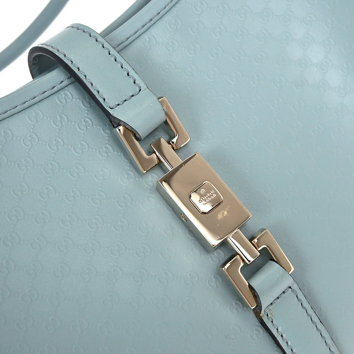 Gucci Blue Leather GG Jackie Handbag - Image 8