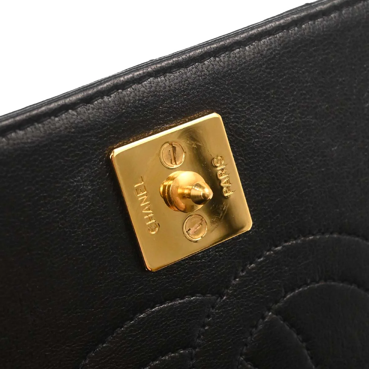 Chanel Black Lambskin Pushlock Mini Full Flap Shoulder Bag - Image 16