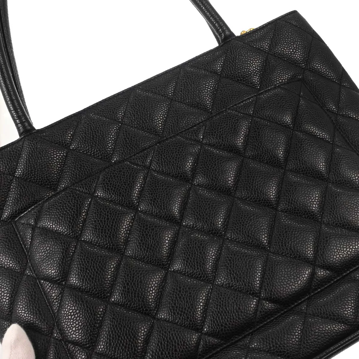 Chanel Black Caviar Skin Medallion Tote Handbag - Image 8
