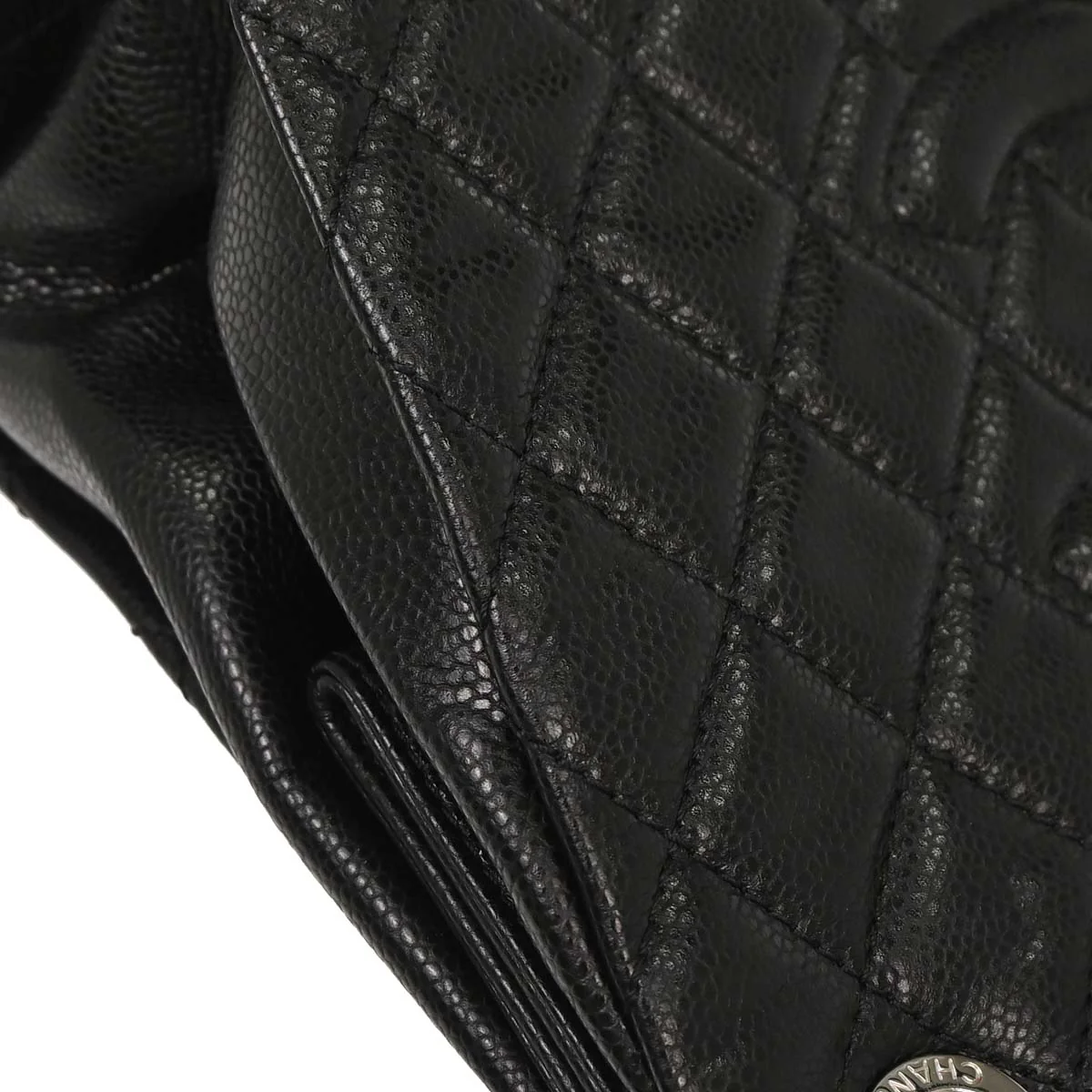 Chanel 2012-2013 Black Caviar Skin Chain Tote Bag - Image 6