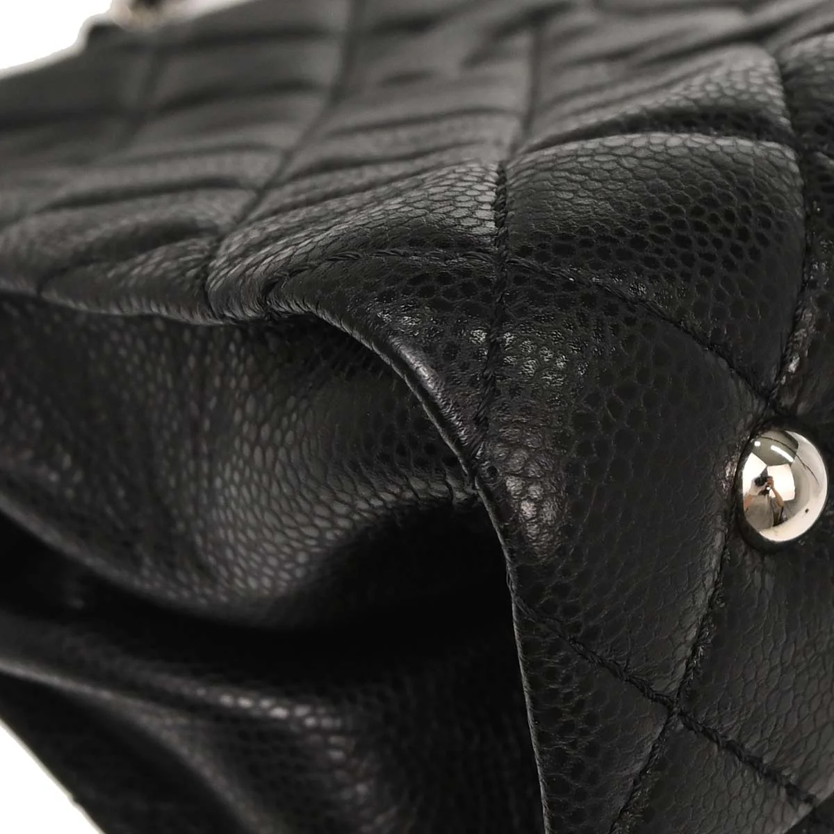 Chanel 2012-2013 Black Caviar Skin Chain Tote Bag - Image 9