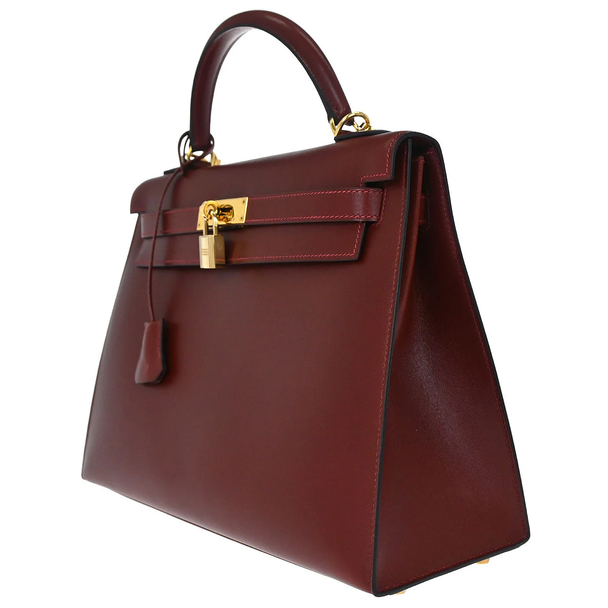 Hermes Rouge H Box Calf Kelly 32 Sellier 2way Shoulder Handbag - Image 3