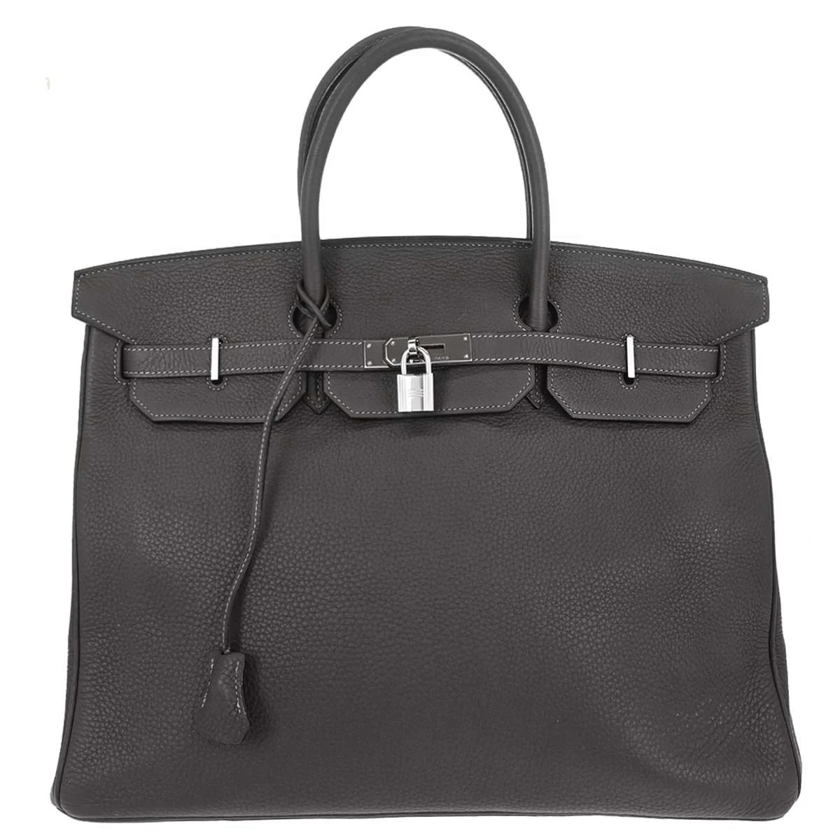 Hermes Graphite Taurillon Clemence Birkin 40 Handbag