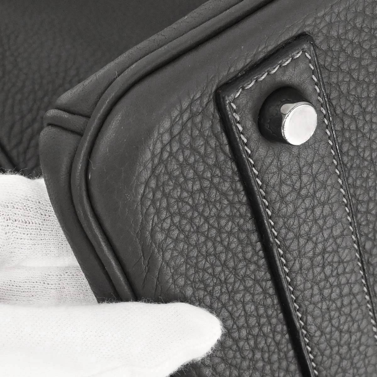 Hermes Graphite Taurillon Clemence Birkin 40 Handbag - Image 8