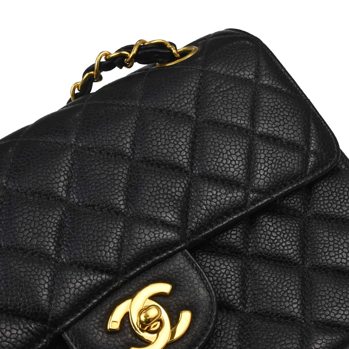 Chanel 1996-1997 Black Caviar Skin Double Sided Flap Shoulder Bag - Image 12