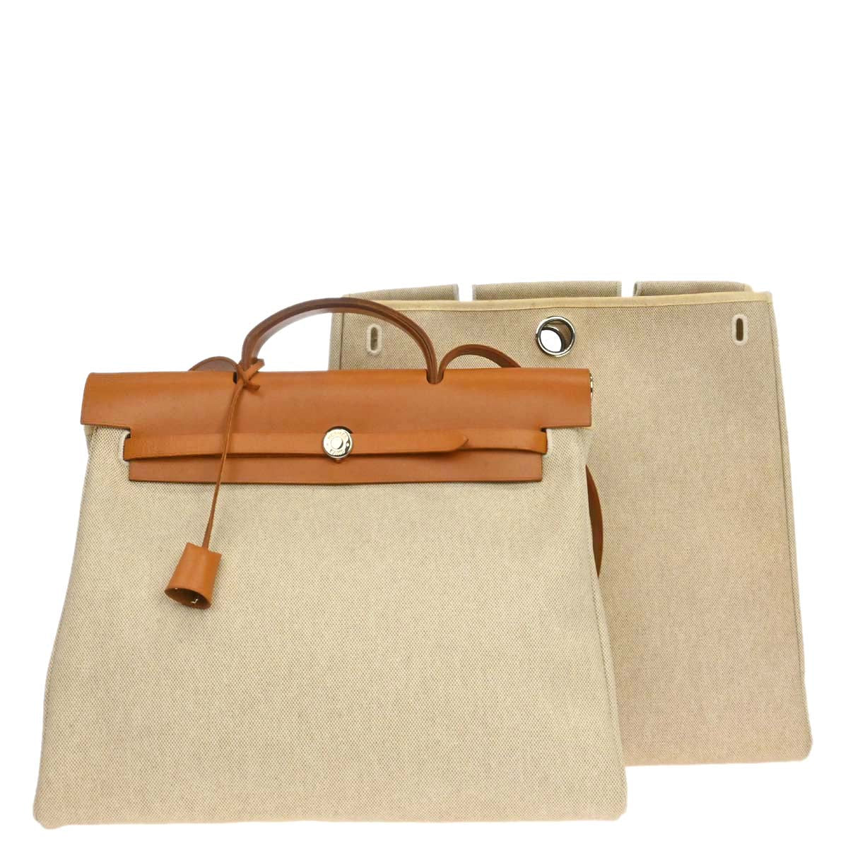 Hermes Beige Toile H Herbag MM 2 in 1 Shoulder Handbag