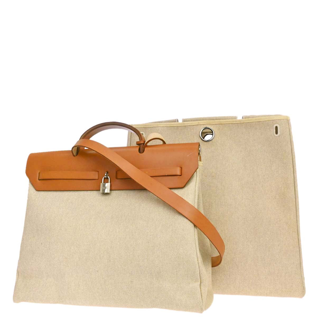Hermes Beige Toile H Herbag MM 2 in 1 Shoulder Handbag - Image 2