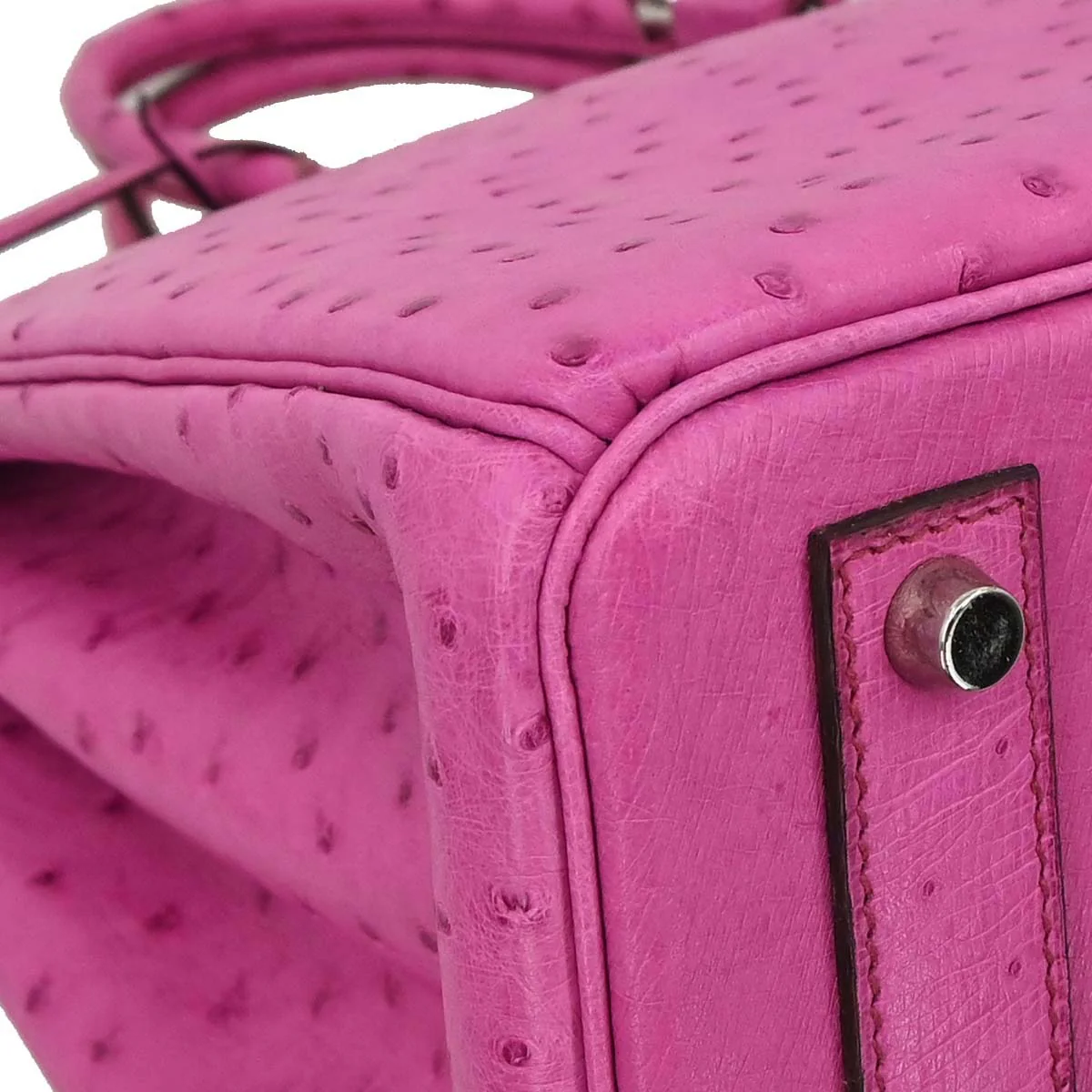 Hermes * Fuchsia Pink Ostrich Haut a Courroies 36 Handbag - Image 10