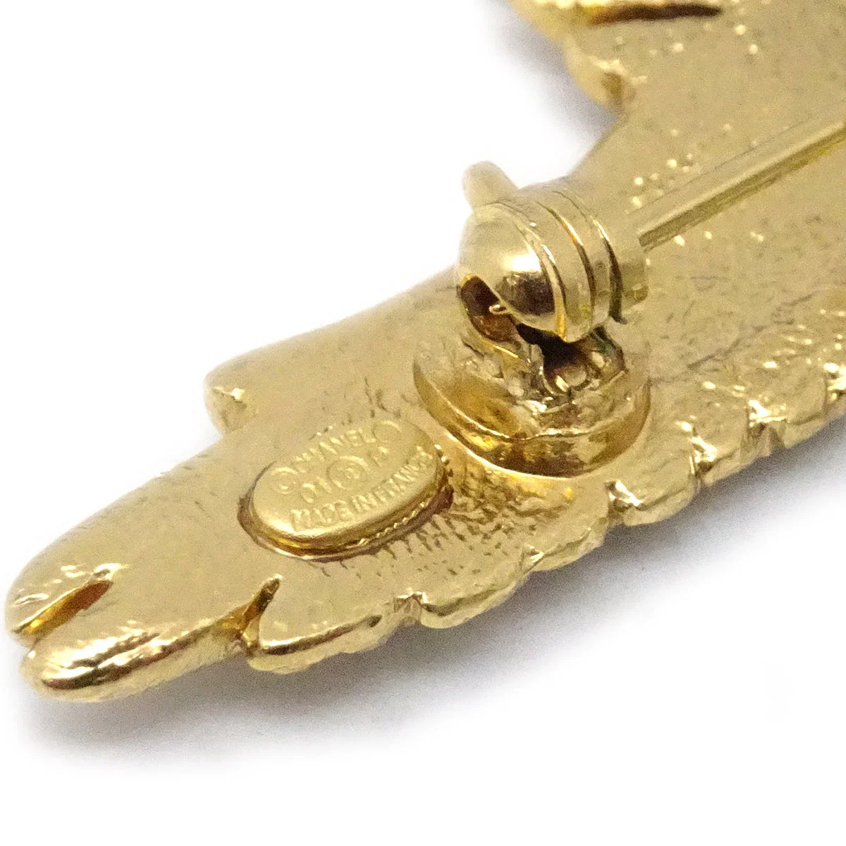Chanel Eagle Rhinestone Brooch Pin Gold 01P - Image 4
