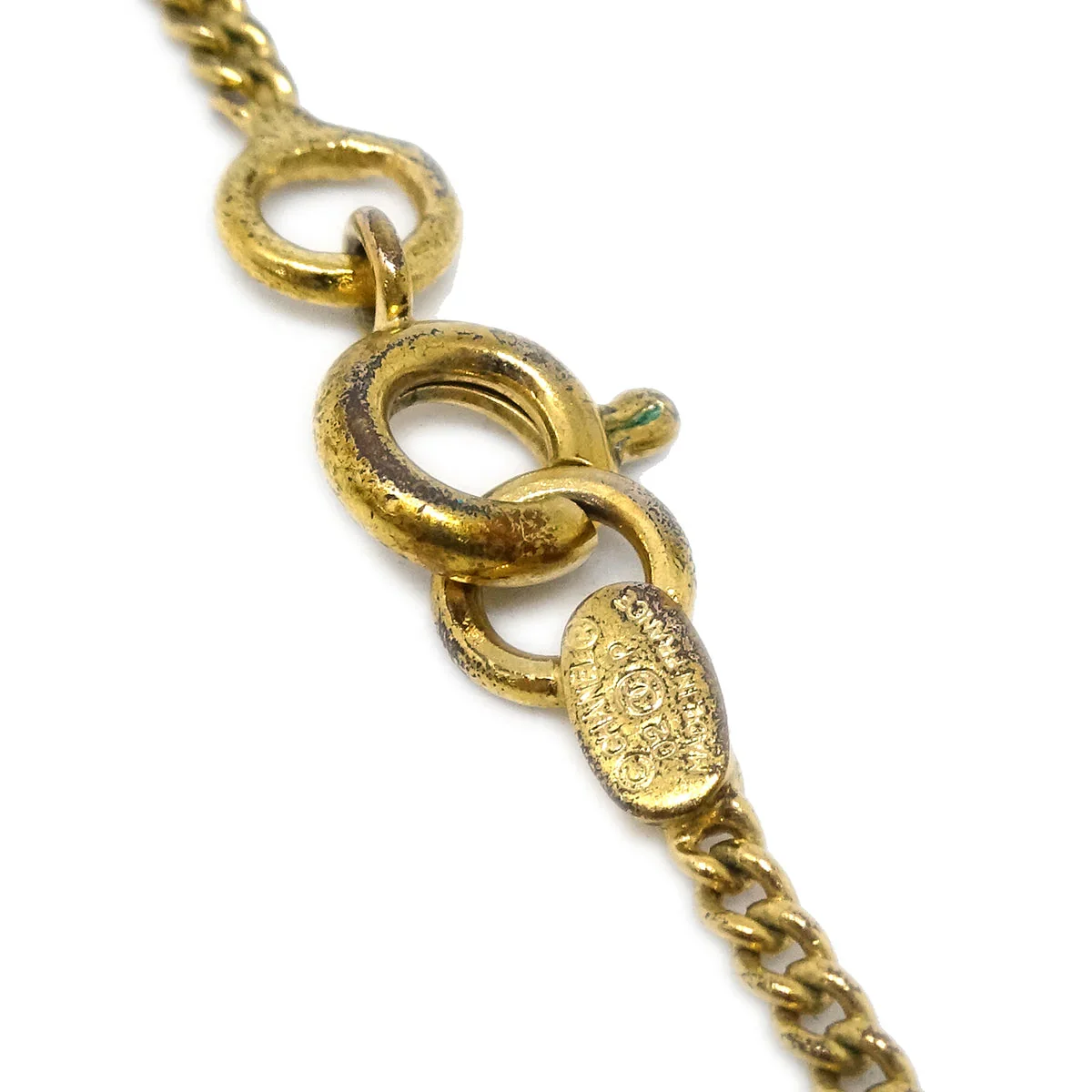 Chanel CC Chain Pendant Necklace Rhinestone Gold 02P - Image 4