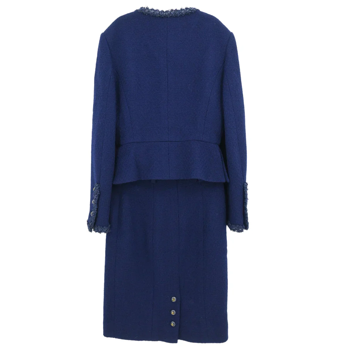 Chanel 1995 Setup Suit Jacket Skirt Navy #38 - Image 2