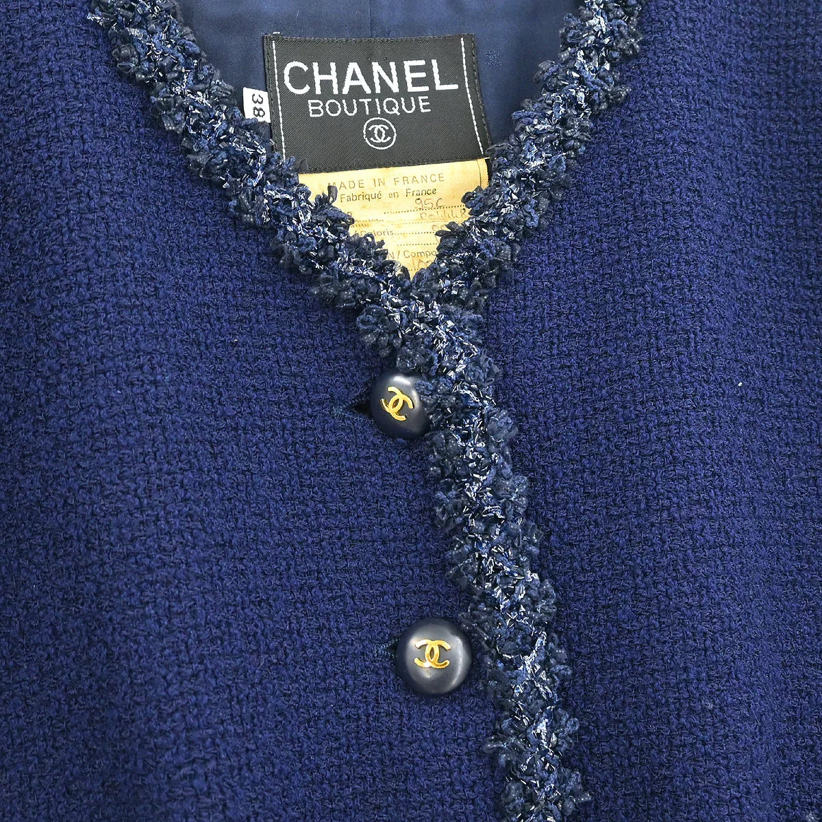 Chanel 1995 Setup Suit Jacket Skirt Navy #38 - Image 3