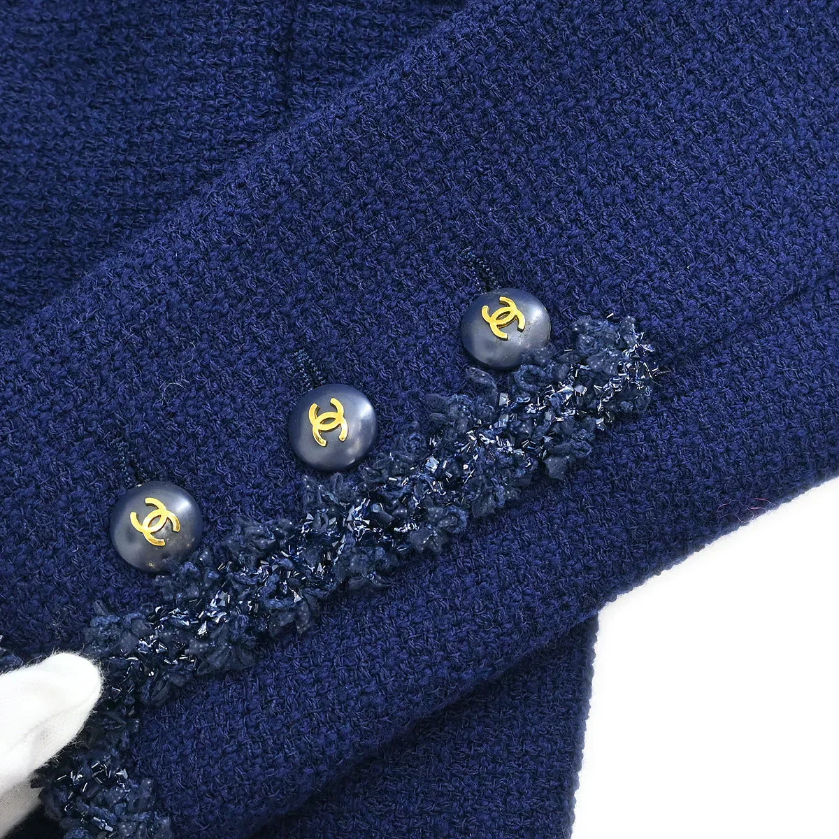 Chanel 1995 Setup Suit Jacket Skirt Navy #38 - Image 5
