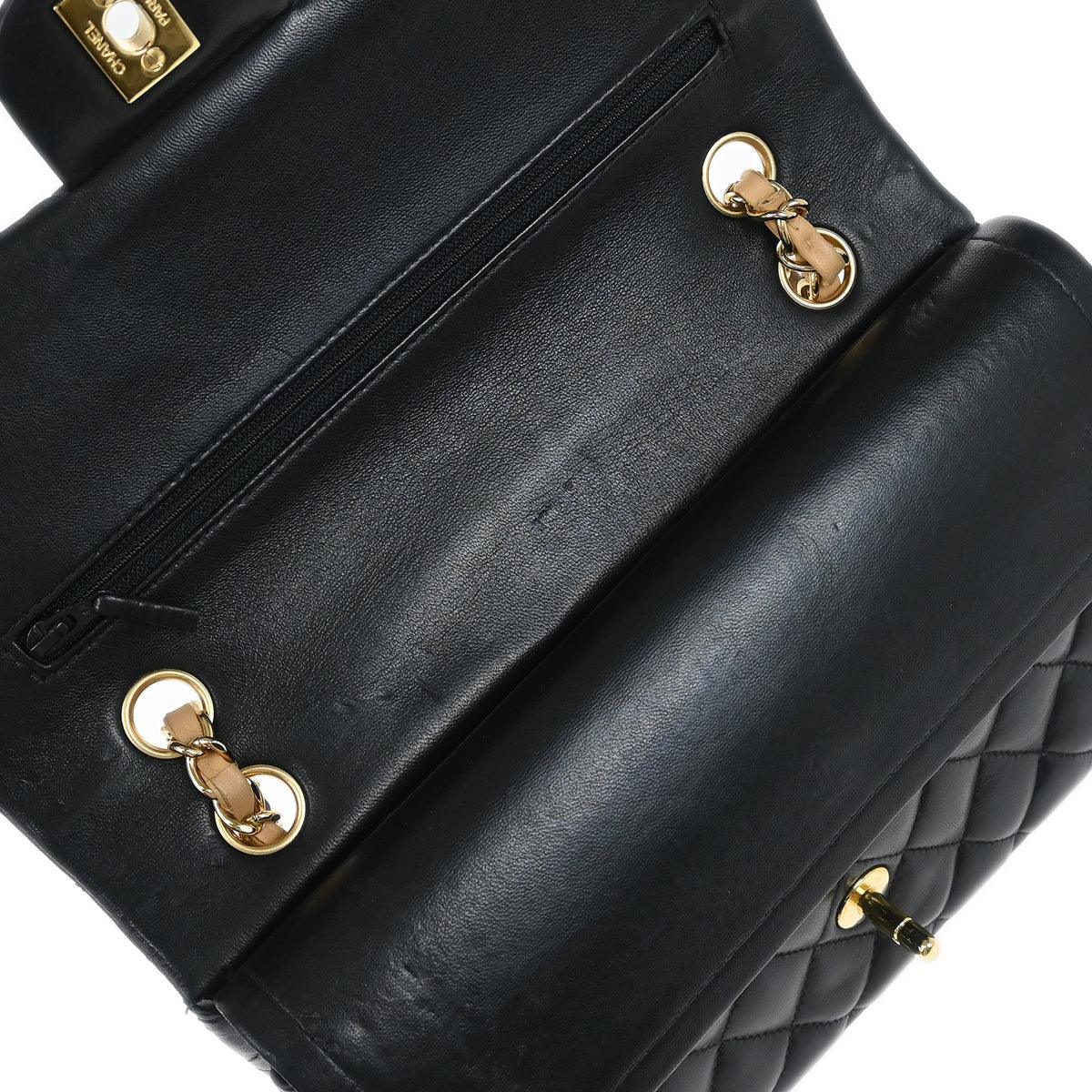 Chanel Black Lambskin Medium Classic Double Flap Shoulder Bag - Image 7