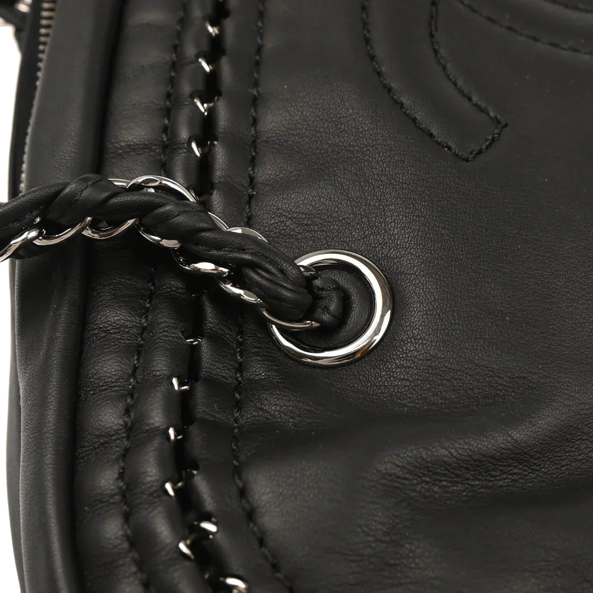 Chanel 2005-2006 Black Lambskin Luxury Line Bowling Bag - Image 6