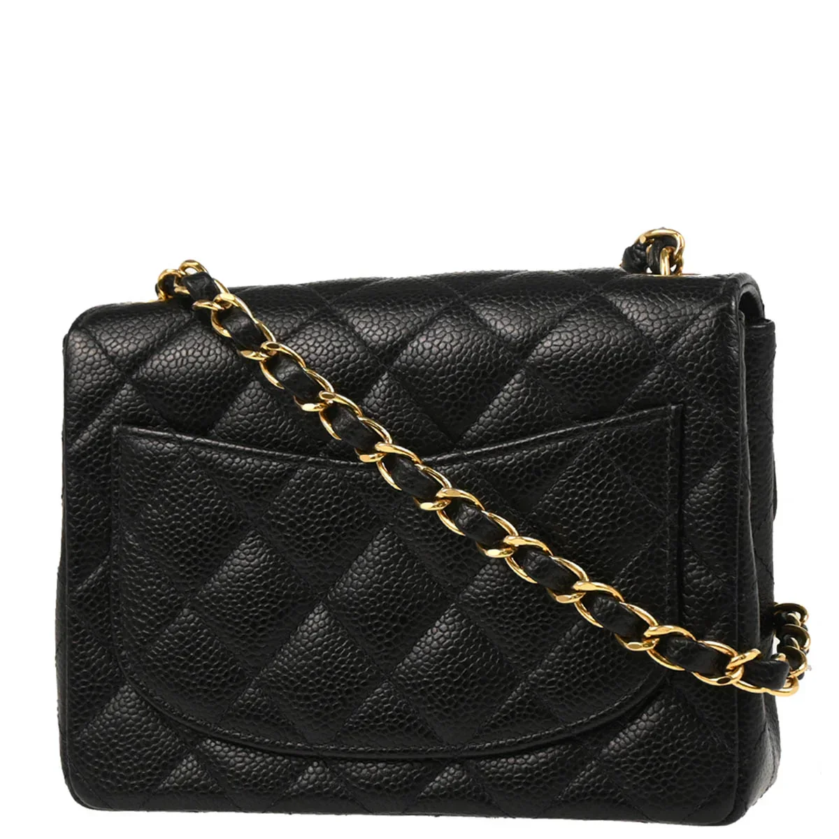 Chanel 2004-2005 Black Caviar Mini Classic Square Flap Shoulder Bag - Image 2