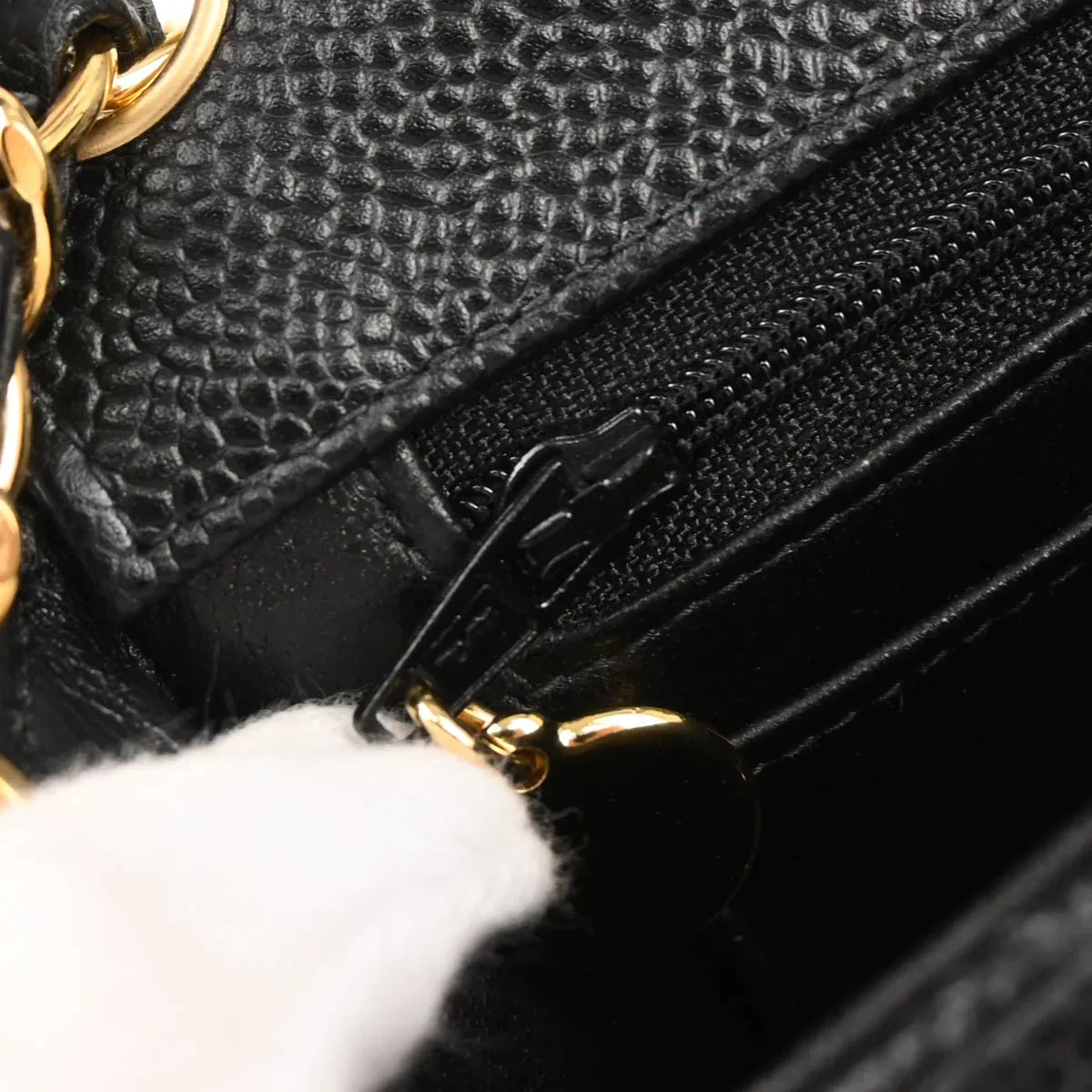 Chanel 2004-2005 Black Caviar Mini Classic Square Flap Shoulder Bag - Image 9