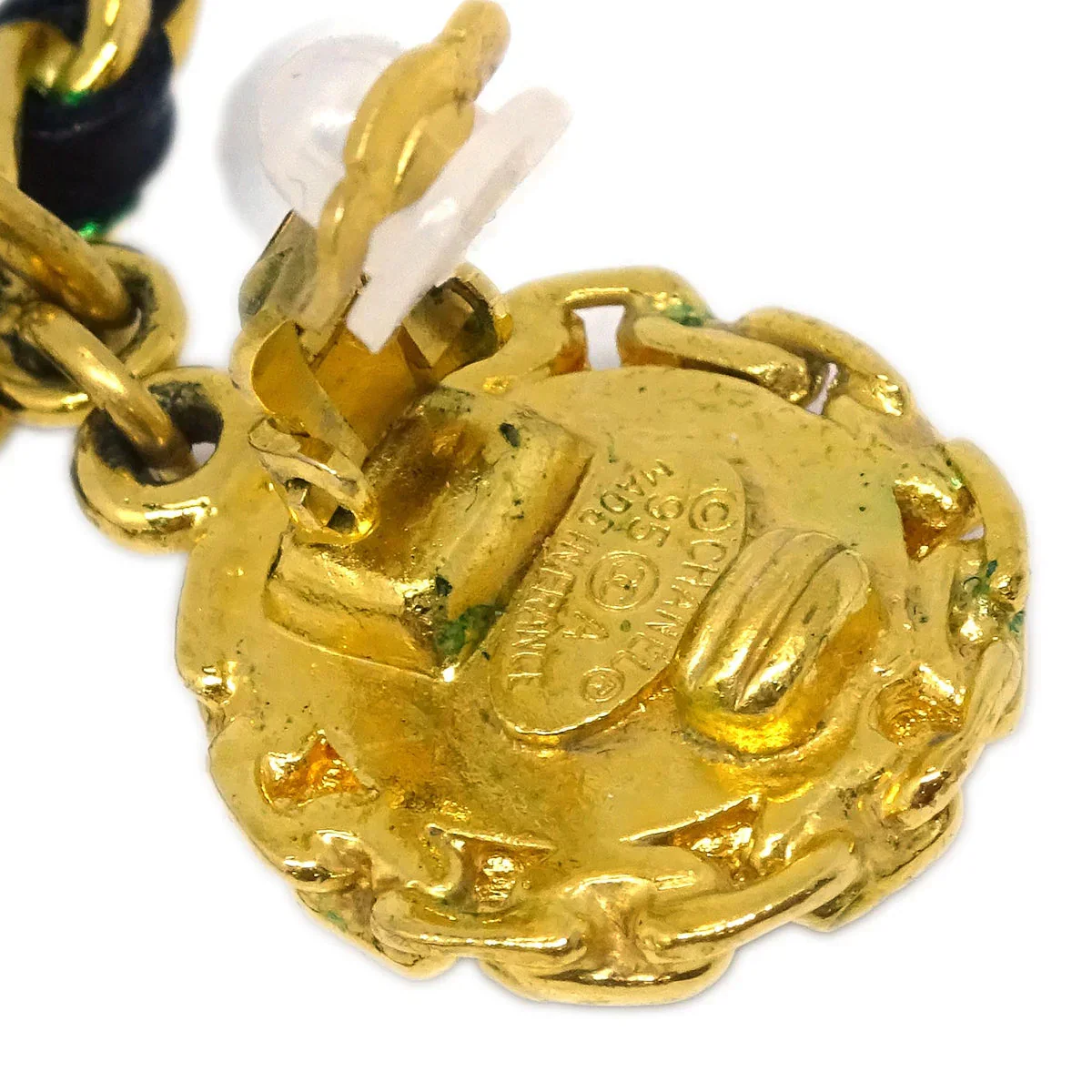 Chanel Hoop Earrings Gold Costume Pearl Clip-On 95A - Image 4