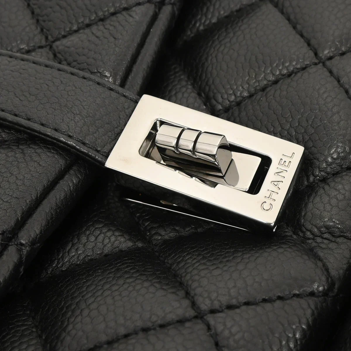 Chanel 2005-2006 Black Caviar Mademoiselle Lock Handbag - Image 5