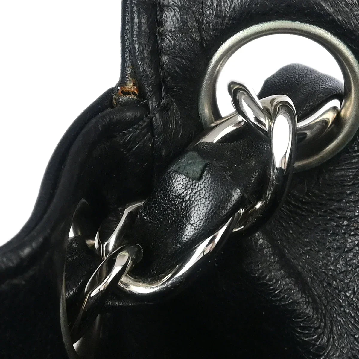 Chanel 2006-2008 Black Calfskin Chain Tote Handbag - Image 6