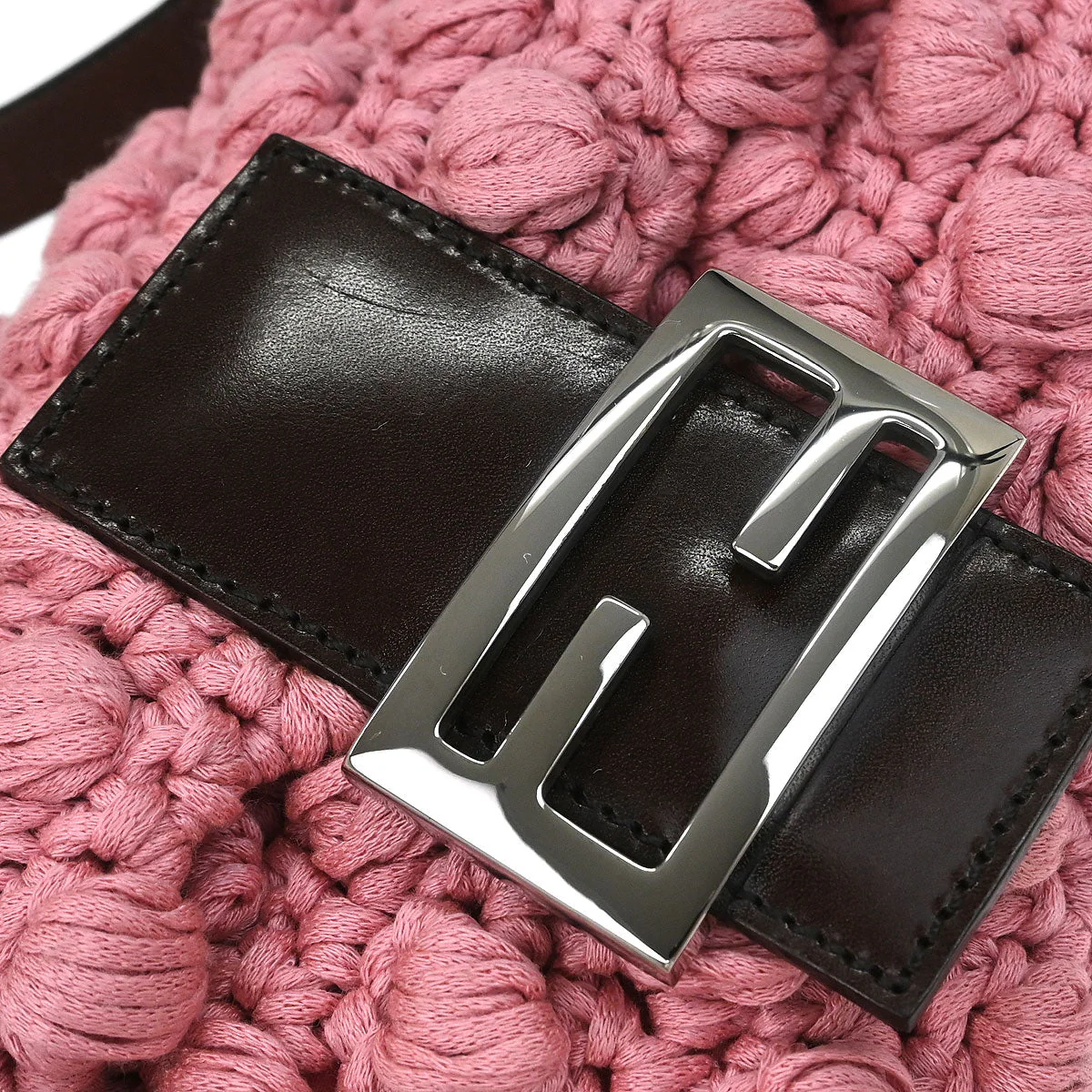 Fendi Pink Wool Baguette Handbag - Image 3