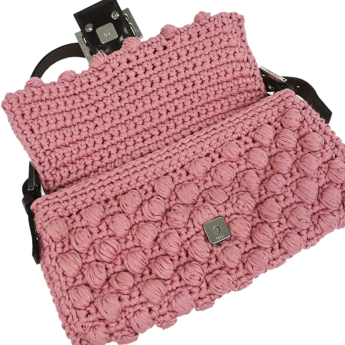 Fendi Pink Wool Baguette Handbag - Image 7