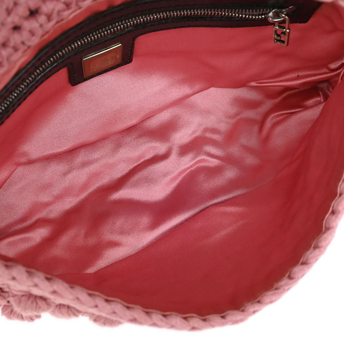 Fendi Pink Wool Baguette Handbag - Image 8