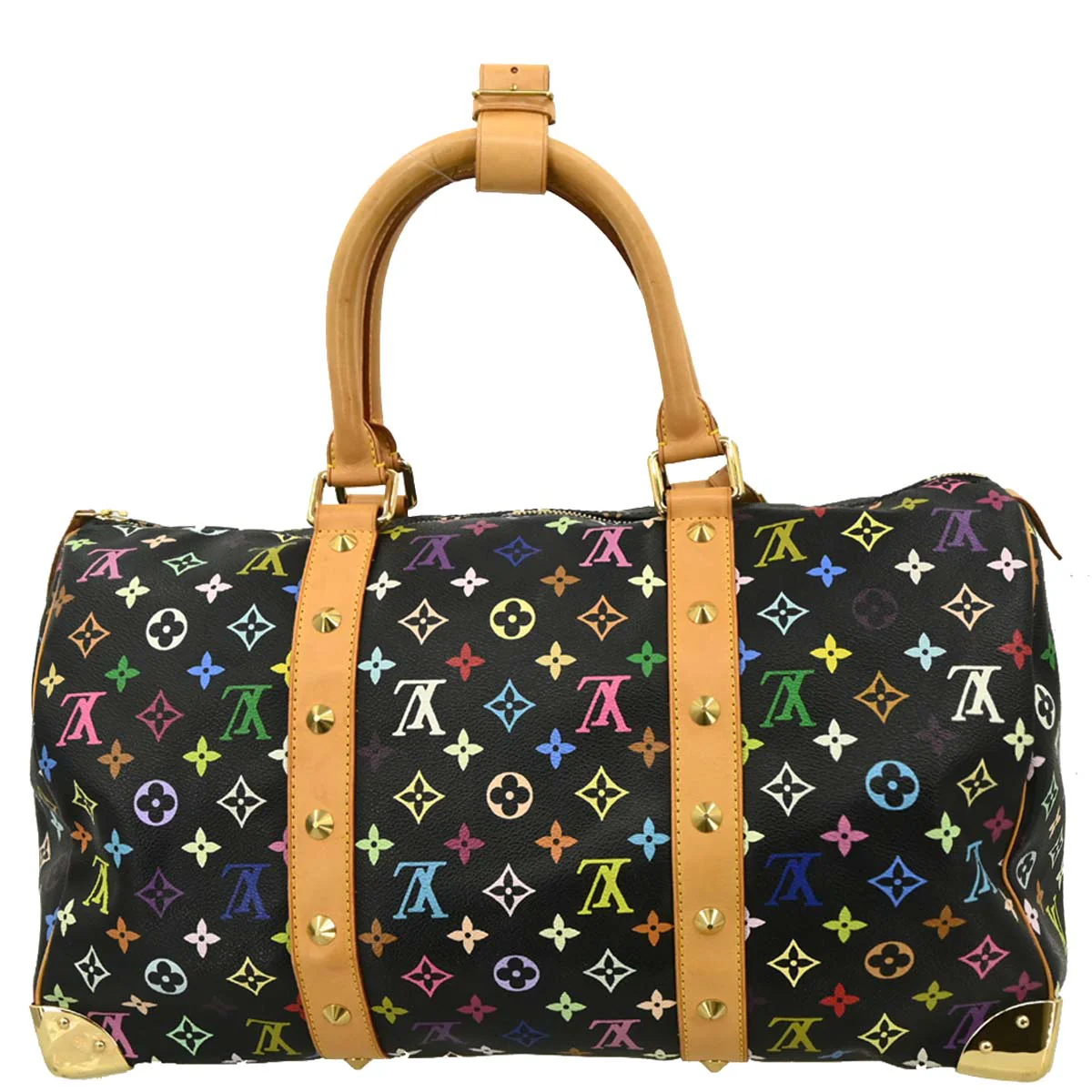 Louis Vuitton 2003 Black Monogram Multicolor Keepall 45 Handbag M92640 - Image 2