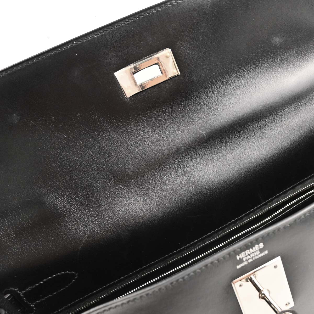 Hermes 2007 Black Box Calf Kelly 32 Retourne 2way Shoulder Handbag - Image 9