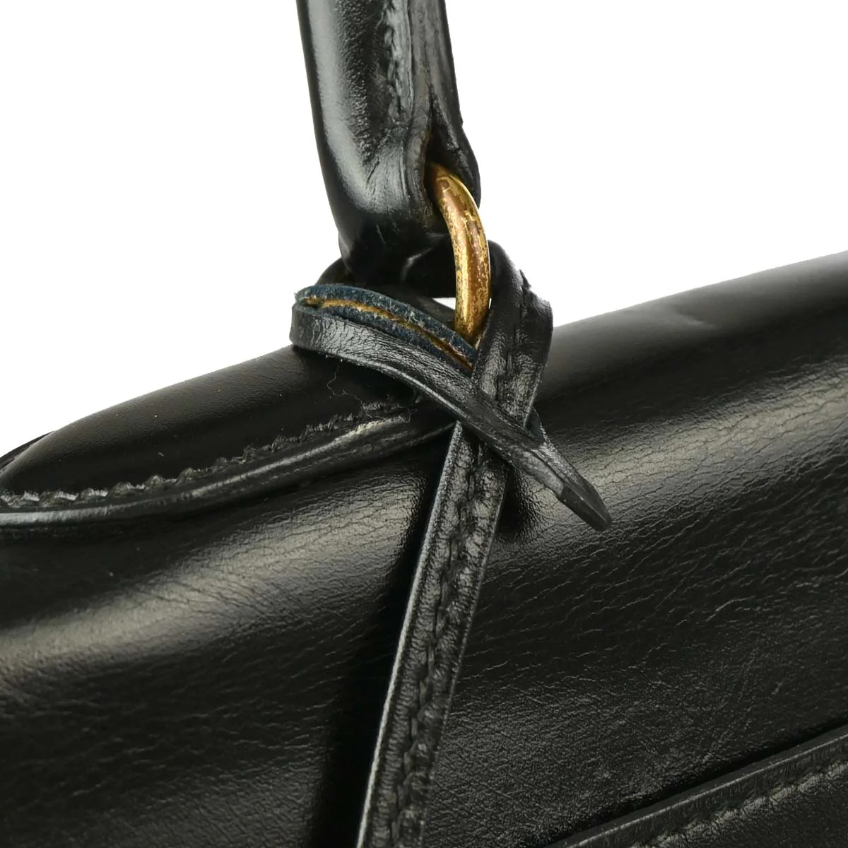Hermes 1985 Black Box Calf Kelly 35 Retourne Handbag - Image 5
