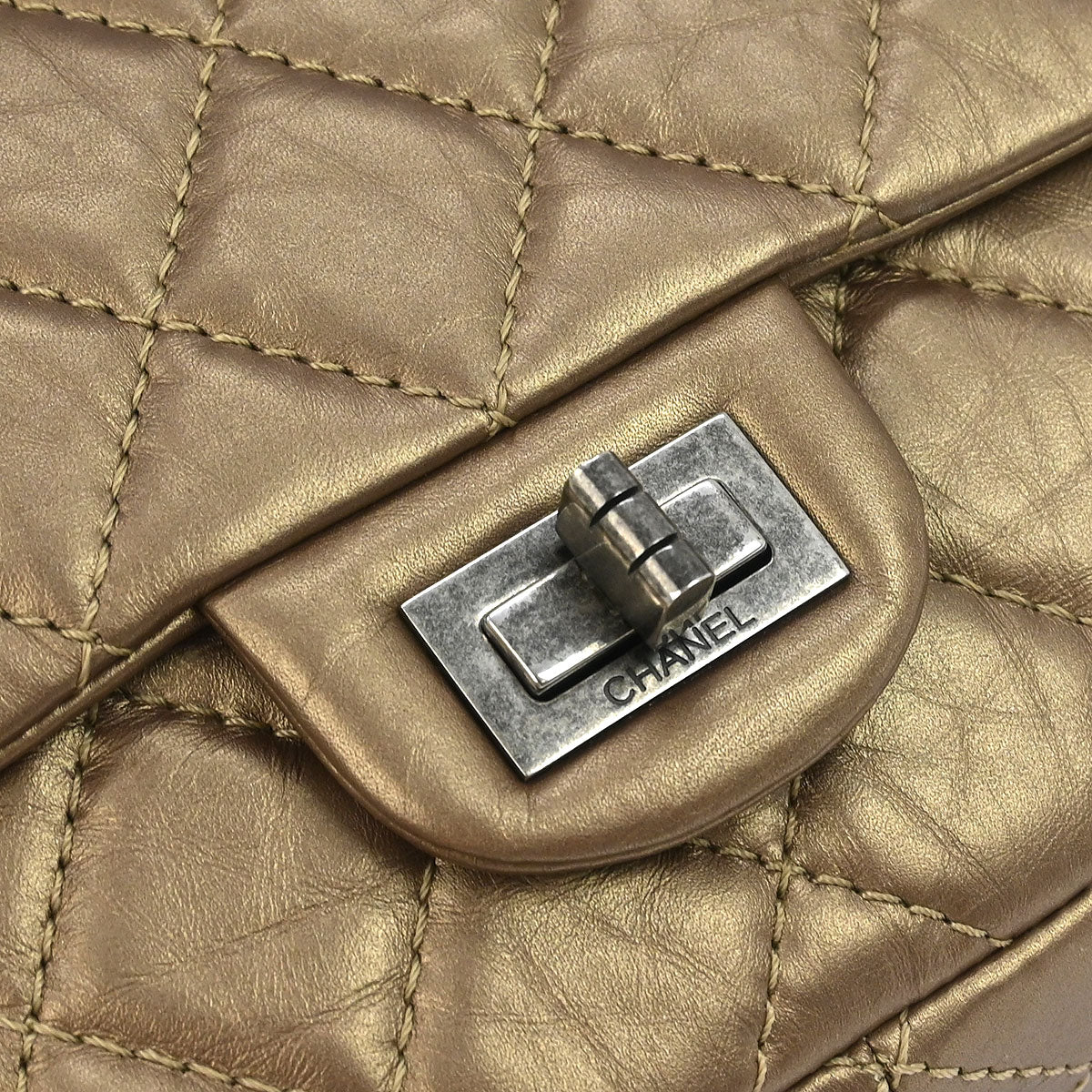 Chanel Bronze Calfskin 2.55 Double Flap Shoulder Bag - Image 4