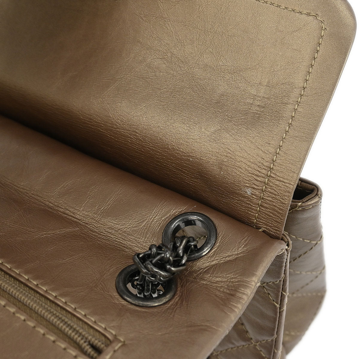 Chanel Bronze Calfskin 2.55 Double Flap Shoulder Bag - Image 7