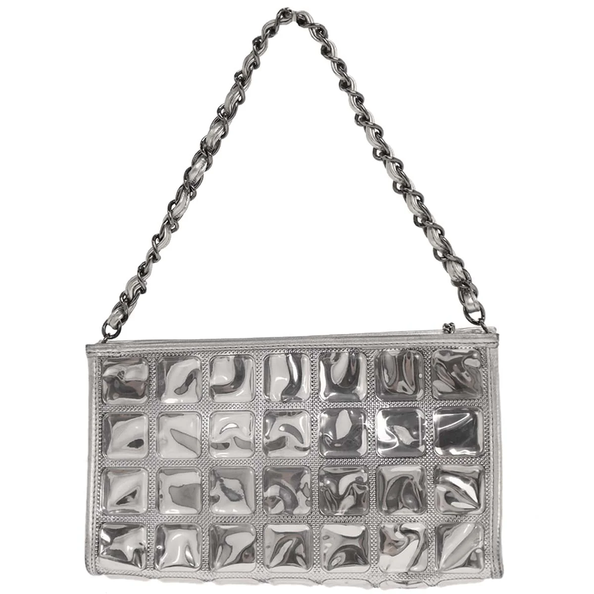 Chanel 2006-2008 Silver PVC Lambskin Ice Cube Shoulder Bag - Image 2