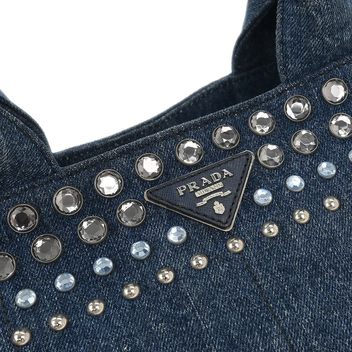 Prada Blue Denim Canapa Tote Handbag - Image 5