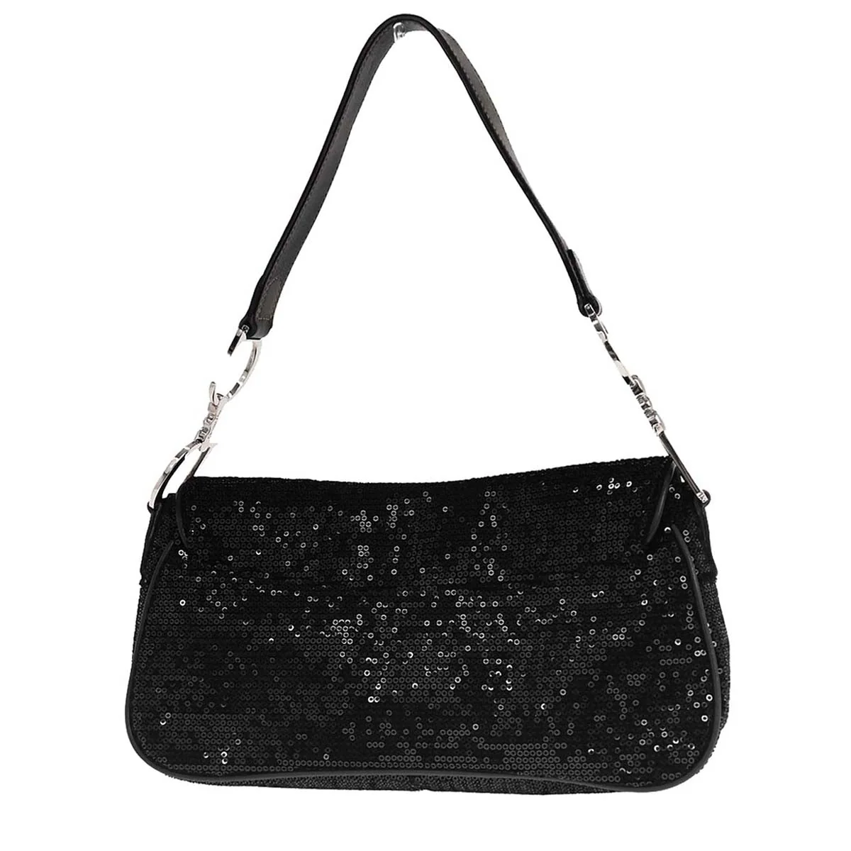 Christian Dior Black Velvet Sequins Saddle Handbag - Image 2