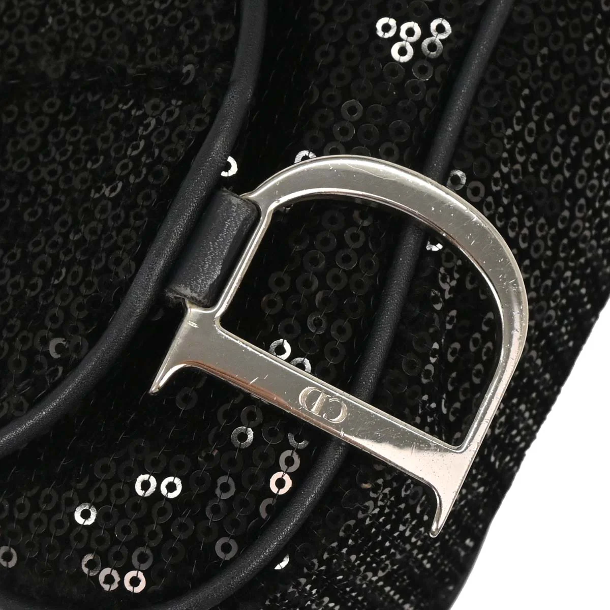 Christian Dior Black Velvet Sequins Saddle Handbag - Image 3