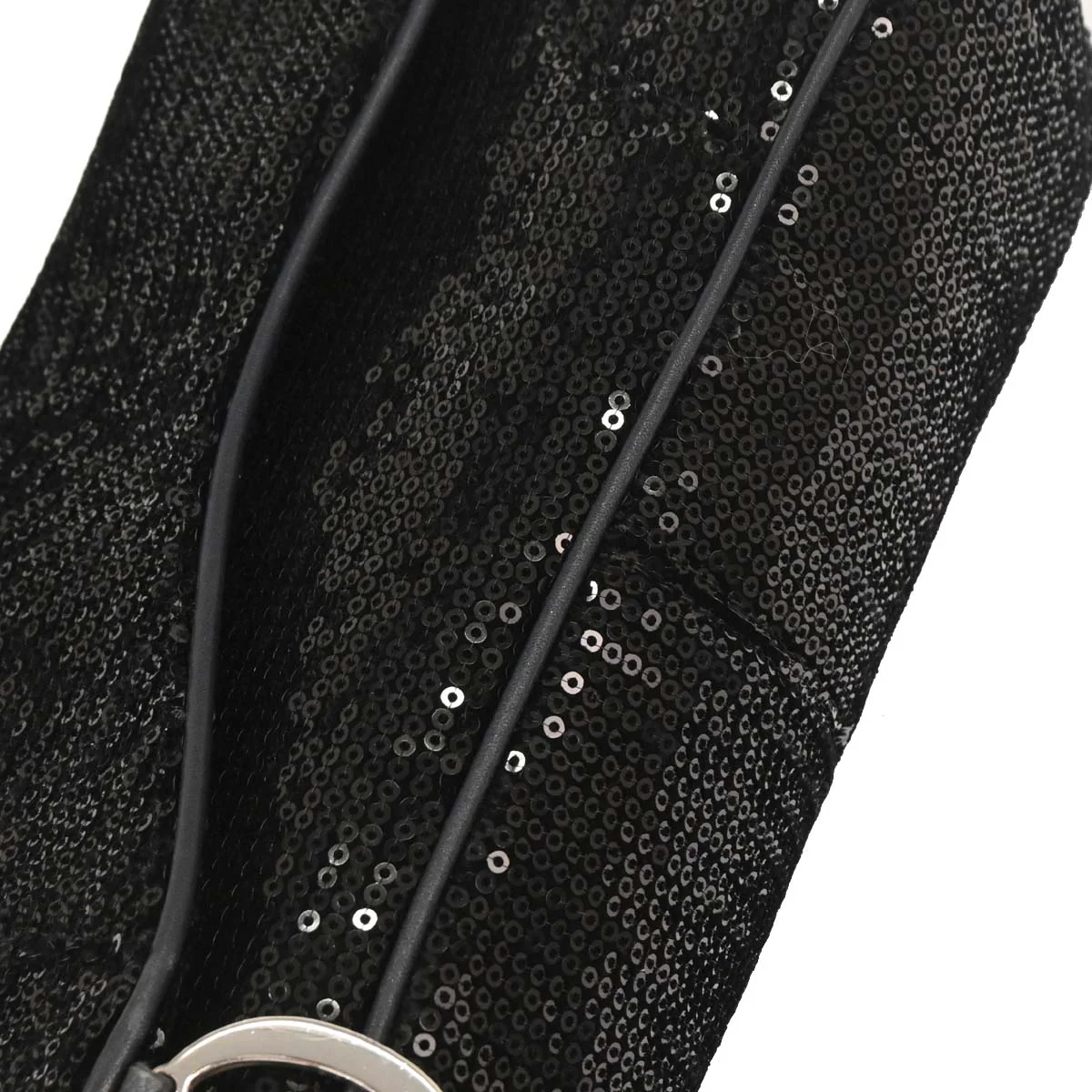 Christian Dior Black Velvet Sequins Saddle Handbag - Image 4