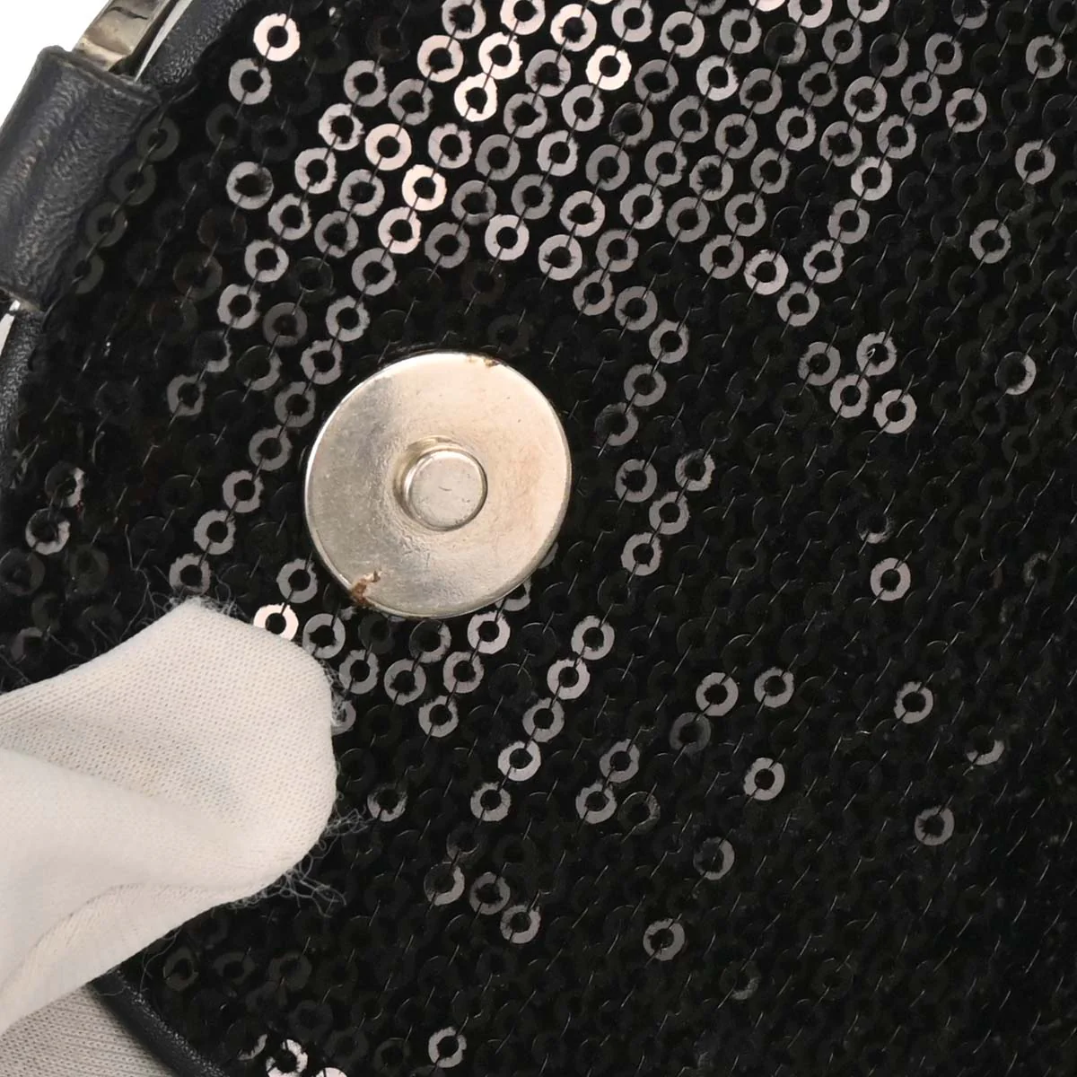 Christian Dior Black Velvet Sequins Saddle Handbag - Image 6