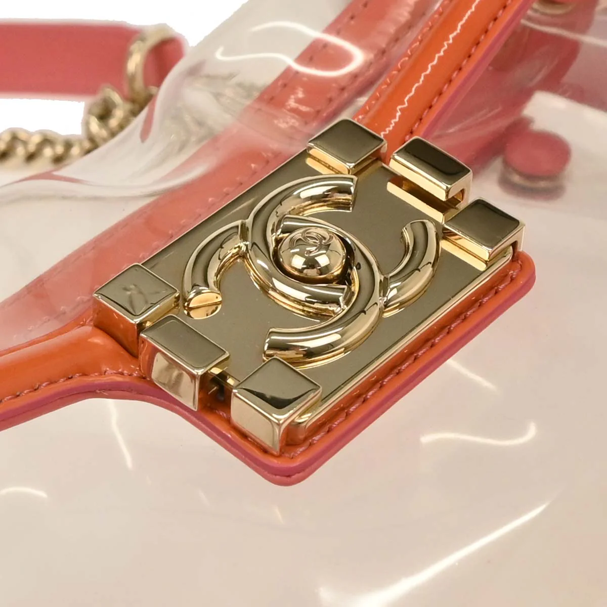 Boy Chanel Clear Pink PVC Patent leather Shoulder Bag - Image 3