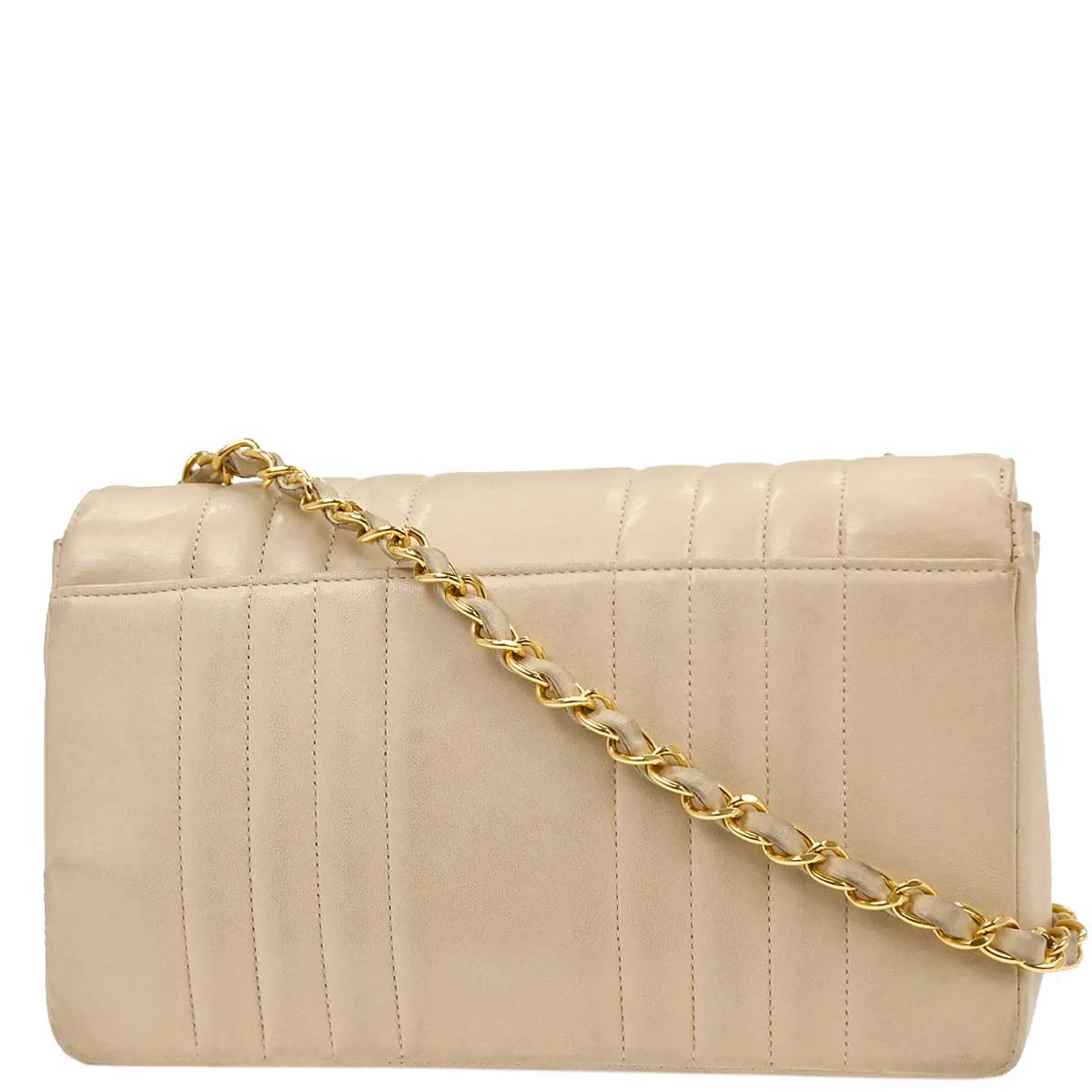 Chanel 1991-1994 Ivory Lambskin Small Classic Double Flap Shoulder Bag - Image 2