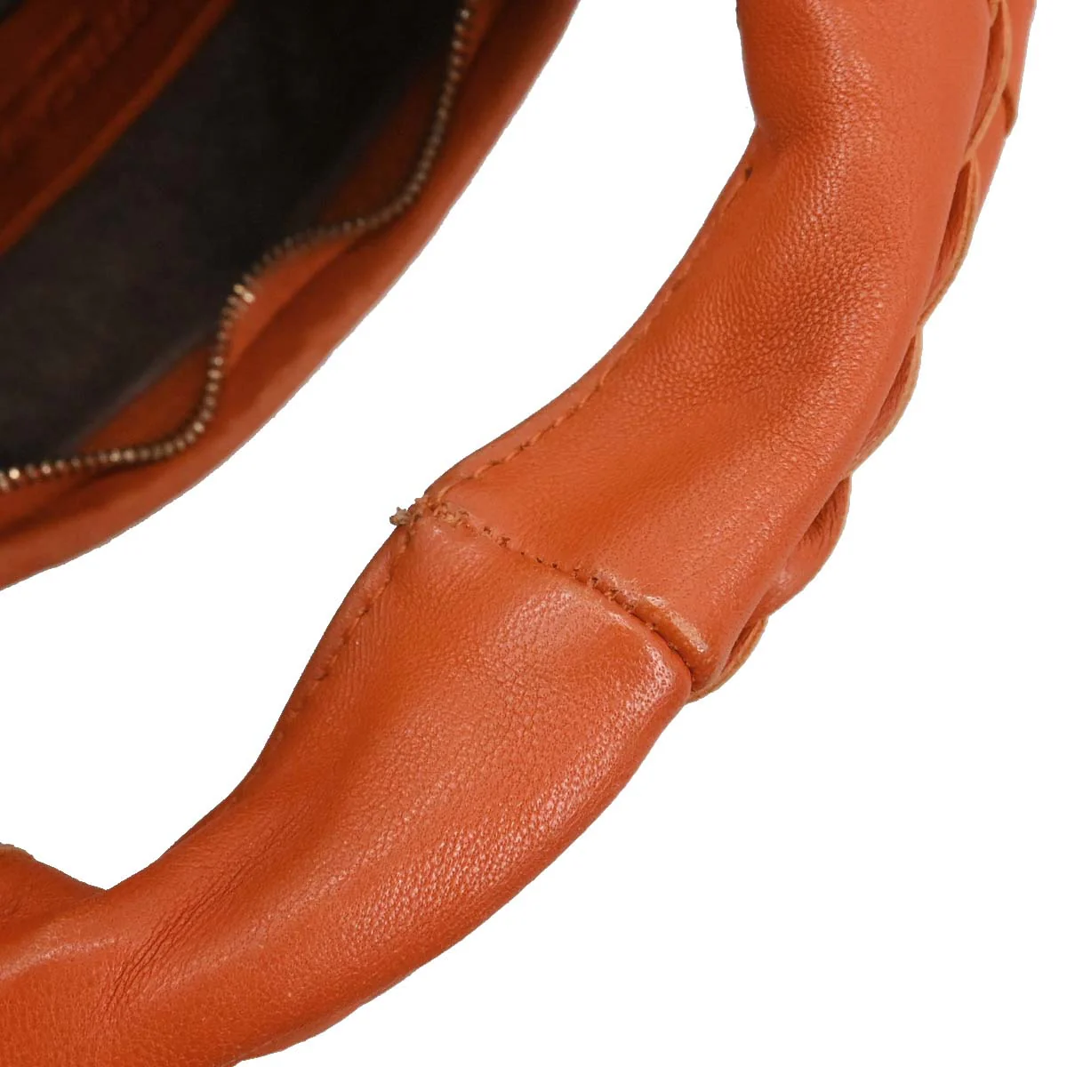 Bottega Veneta Orange Lambskin Intrecciato Hobo Handbag - Image 14
