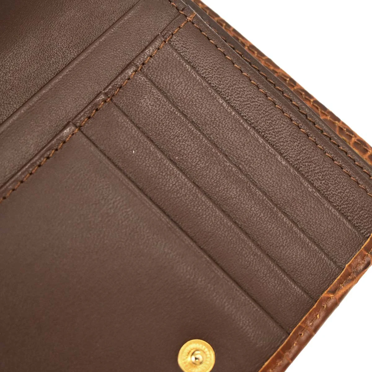 Yves Saint Laurent Brown Embossed Leather Wallet - Image 12