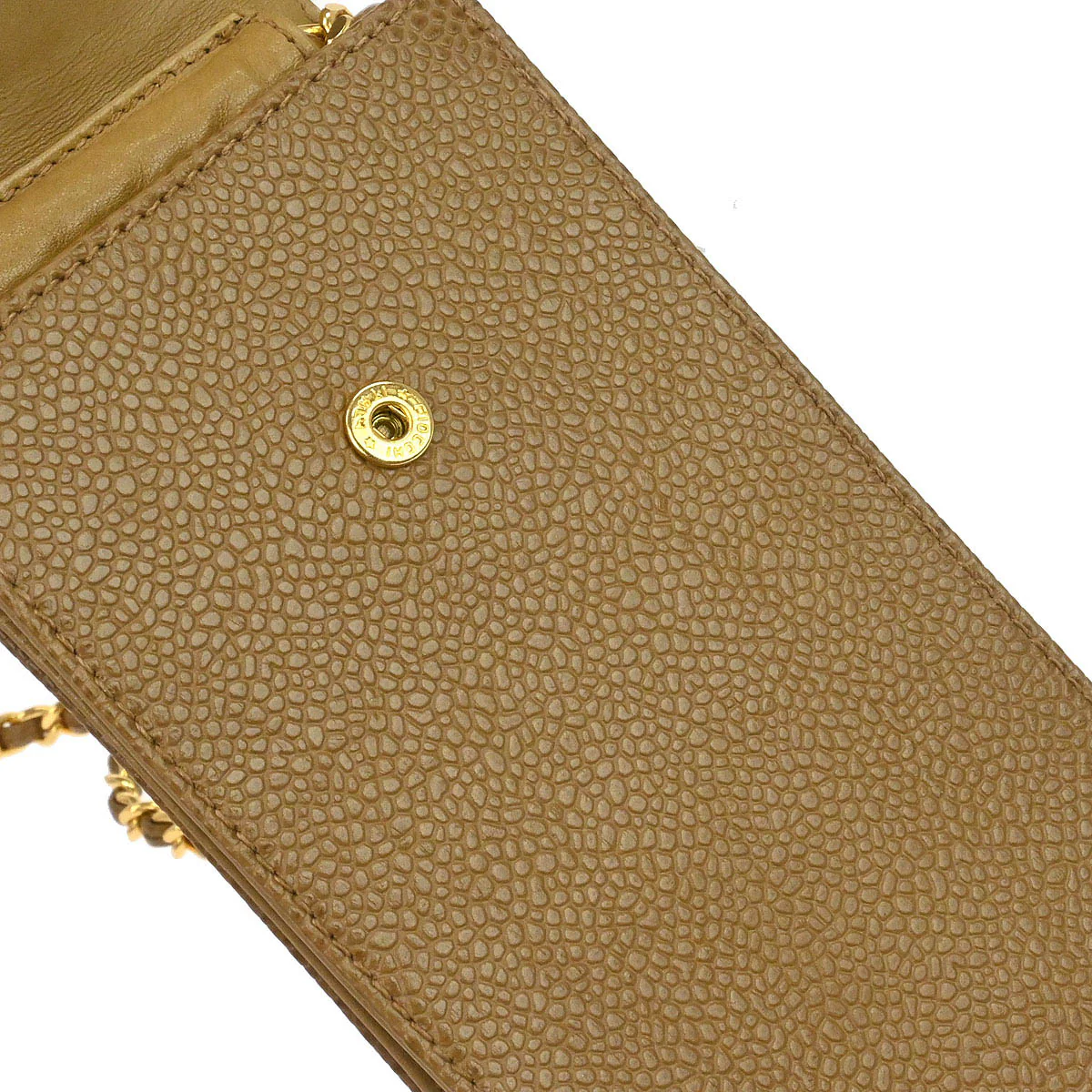 Chanel 1996-1997 Beige Caviar Skin Chain Shoulder Bag Pochette Phone Case - Image 10